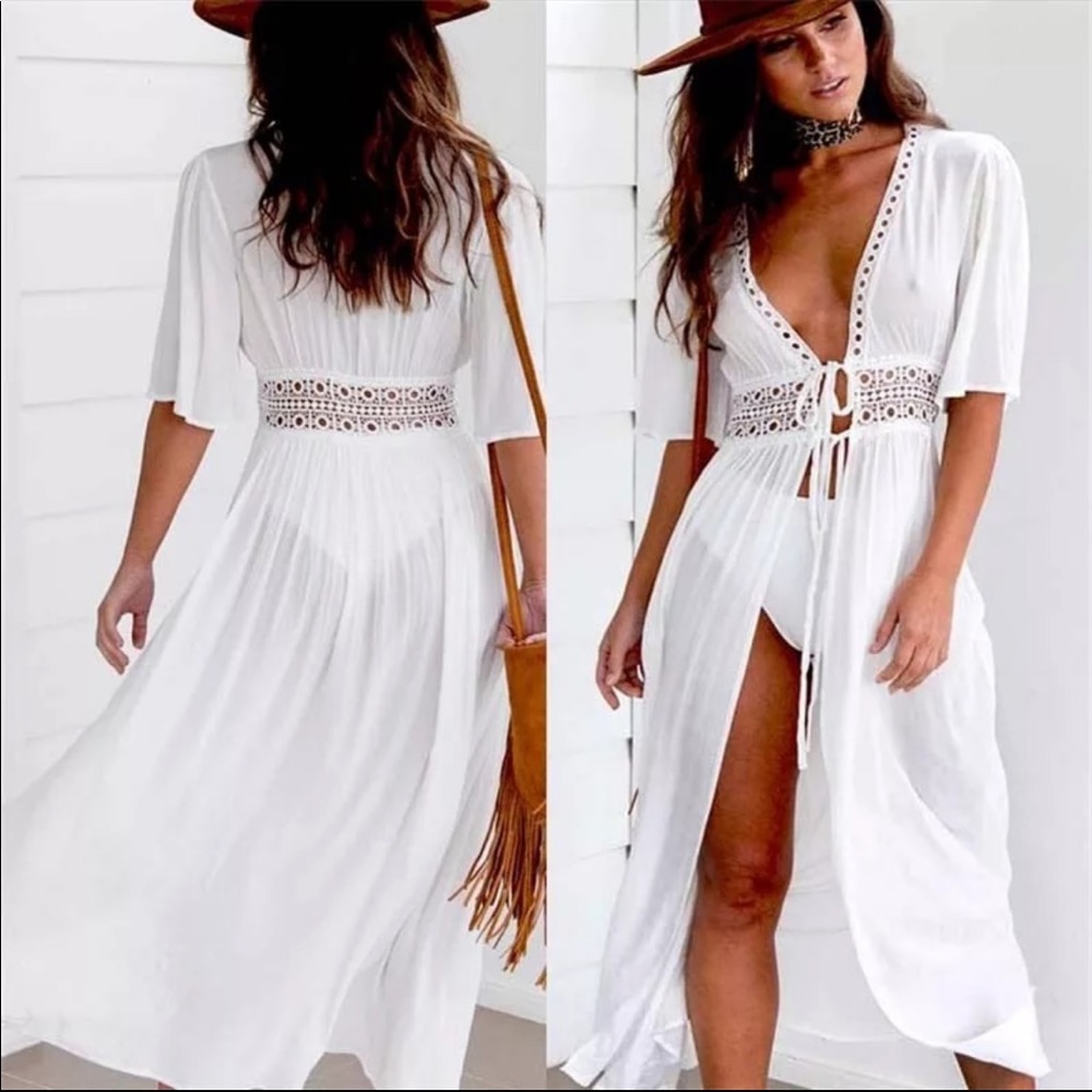 White Chiffon Beach Cover Up Tunic